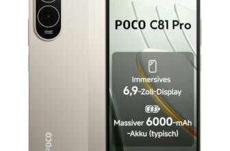 Poco C81 Pro Smartphone, 4 GB + 256 GB, Handy, 6000 mAh Akku, 120 Hz Bildschirm, 6,9 Zoll Display, 13 MP AI-Doppelkamera, Gold, zusätzliche 1 Jahr Garantie