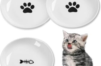 Keramik Katzennapf 3er Set, Weiß – Futternapf Katzen Flach mit Rutschfestem Silikonring für Perser & Flachgesichter – Spülmaschinenfest, Hygienisch