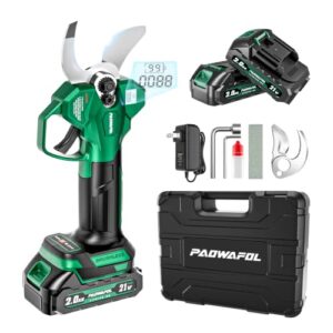 PAOWAFOL Akku Astschere, Elektrische Gartenschere mit 41 mm max. Schnittdurchmesser elektrische schere mit 2*2000 mAh Batterien, LCD-Display bürstenlosem Motor und Ersatzklinge, für Äste und Obstbäume