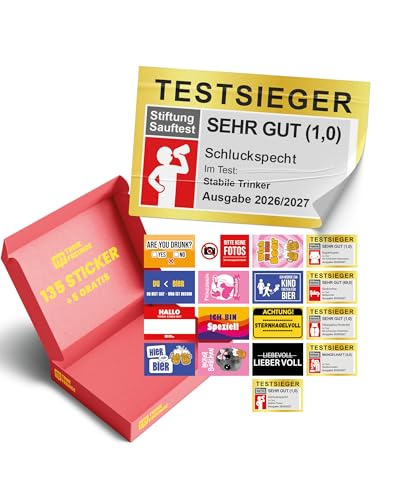 TRINKFREUNDE Malle Sticker Set 135 Stück – 21 Motive | UV-beständig, wasserfest, Vinyl 90µm | Malle Aufkleber für JGA, Ballermann Party & Festival | Sauf Sticker Mallorca Accessoires