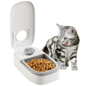 WIYETY Automatischer Futterspender für Haustier, Automatische Haustierfütterung für Hunde und Katzen, Futterautomat mit mit 48-Stunden Timer, Futternapf für Katzen und Hunde(350ML)