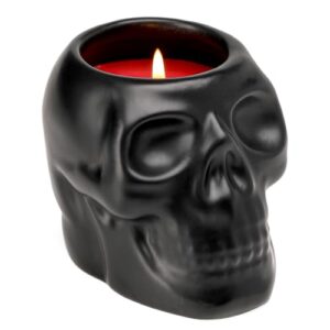 Gotische Totenkopf Kerze – Große Duftkerze Halloween Deko, Roter Kürbis