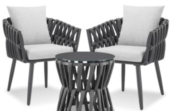 tectake® Gartenmöbel-Set Lugano Rope-Design, Aluminiumgestell, Tisch 2 Stühle, Dicke Sitzpolster, Gartenlounge, Loungemöbel, Gartensitzgruppe, Outdoor Lounge Set, Terrassenmöbel, Balkonmöbel