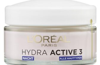 L’Oréal Paris Nachtpflege für das Gesicht, Anti-Aging Feuchtigkeitspflege mit Omega 3 und 6, Feuchtigkeitspendende Gesichtscreme für die Nacht, Hydra Active 3, 1 x 50 ml