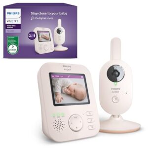 Philips AVENT Philips Babyphone mit Kamera Advanced – DEKRA Zertifiziert privat und sicher – 2.8″ Display, x2 Zoom, Infrarot-Nachtsicht, Schlafliedern (Model SCD881/26)