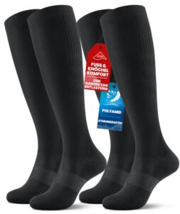 Ruixue Kompressionsstrümpfe Damen & Herren, 20-30mmHg Gestaffelte Stützstrümpfe, Compression Socks für Sport, Flug, Langes Sitzen und Krankenschweste, 2 Paar, Schwarz XXL