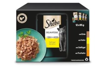 SHEBA Katzenfutter nass – 48x85g Portionsbeutel – Geflügel Variation in Gelee – Nassfutter für Katzen – 1 Großpackung