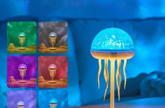 Elfeland S09 Quallenprojektorlampe 2W 1000mAh Akku USB LED Nachtlicht für Kinder,Schlafsoother,Ozeanwellenlampe mit IR-F