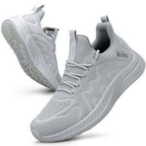 Feethit Damen Sneaker Atmungsaktiv Sportschuhe Laufschuhe Hellgrau 39