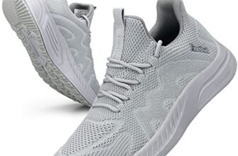 Feethit Damen Sneaker Atmungsaktiv Sportschuhe Laufschuhe Hellgrau 39
