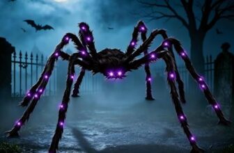 Halloween Spinne mit LED, Halloween Deko Outdoor Garten Gruselig Groß 125cm