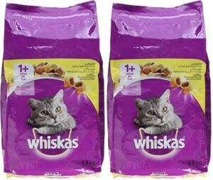 Whiskas Adult 1+ Trockenfutter Huhn, 3,8kg Katzentrockenfutter für Erwachsene Katzen – unterschiedliche Produktverpackungen erhältlich (Packung mit 2)