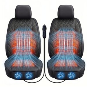 Ctopkatuo 12V Auto Klimasitzauflage – Kühlende Belüftung & Beheizbare Sitzauflage, 3D Mesh Gewebe, Leise Lüfter, Universeller Sitzbezug für Auto & SUV (Schwarz)