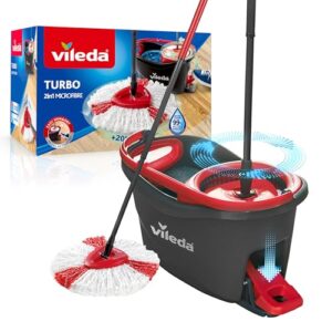 Vileda Turbo Wischmopp Komplett Set, Mikrofaser-Mopp, Eimer & Teleskopstiel