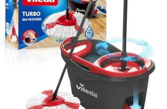 Vileda Turbo Wischmopp Komplett Set, Mikrofaser-Mopp, Eimer & Teleskopstiel