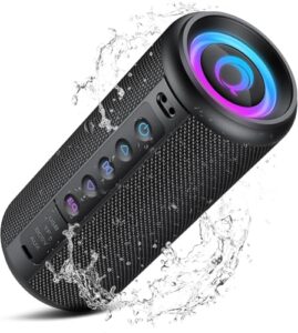 dotn Bluetooth Lautsprecher, Musikbox Bluetooth 5.4 mit RGB Licht, Tragbare Bluetooth Box, Freisprechfunktion, IPX7 wasserdicht, kraftvoller Sound für Outdoor, Garten und Reisen