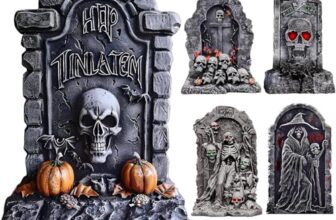 BEAUTLOHAS. 63CM Halloween Grabstein Dekoration, Rip Inschrift, 5PCS Halloween Yard Signs Decor Realistisch Grabstein Friedhof Dekorationen mit Pfahl für Haunted House Garden, Yard, Horror Decoration