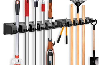 ibell 2 Stück Besenhalterung Wand, Gerätehalter Wandhalterung mit 10 Halter und 12 Haken, Besenhalter Werkzeughalter Gartengerätehalter Organizer für Zuhause Küche Badezimmer Garage Garten