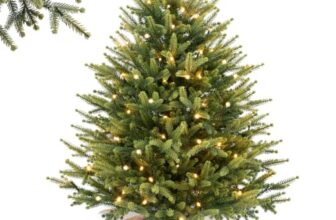 Alupssuc 95 cm Vorbeleuchteter Künstlicher Weihnachtsbaum mit 17 Lichtmodi