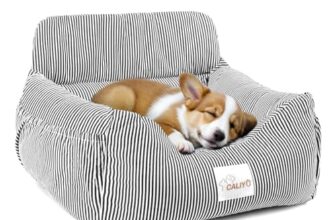 CALIYO Hundeautositz mit Stabiler Basis & Sicherheitsgurt | Hundesitz Auto für Kleine bis 10 kg | Memory Foam-Sitzauflage | Wasserdichter, Abwaschbarer Hundekorb mit Aufbewahrungstasche (Schwarz/Weiß)