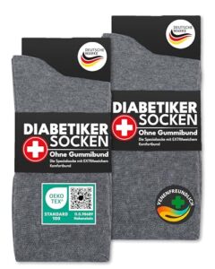 sockenkauf24 Diabetikersocken ohne Gummi & ohne Naht 97% Baumwolle (6 Paar) Diabetiker Socken mit Komfortbund für Damen & Herren 26804 WP (Grau 39-42)