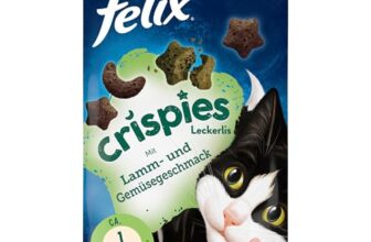FELIX Crispies Katzensnack, Knusper-Leckerlie mit Lamm, 8 x 45g