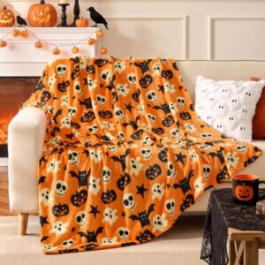 BEDELITE Halloween Decke Kuscheldecke, Kürbis & Fledermaus 125×150 cm