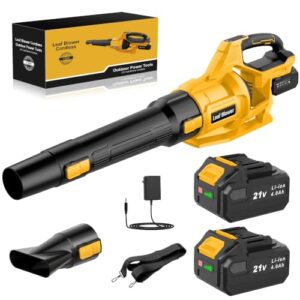 JYGMPRO Akku-Laubbläser 21V, Laubbläser Akku mit 2×4,0Ah Akkus