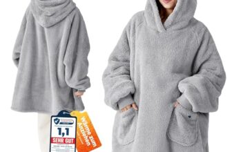 BEDSURE Hoodie Decke mit Ärmeln Geschenke Grau – 95x85cm