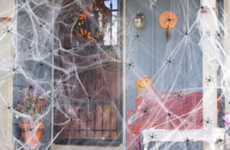 kiaitre Halloween Spinnennetz Deko, 200g mit 30 Spinnen