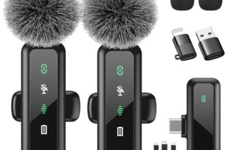 Kabelloses Lavalier-Mikrofon 2er-Pack mit 2,4 GHz, Rauschunterdrückung & USB-C – 20 m Reichweite, 14 h Akku – für iPhone 15/16/17 & Android – ideal für YouTube, TikTok, Vlogging