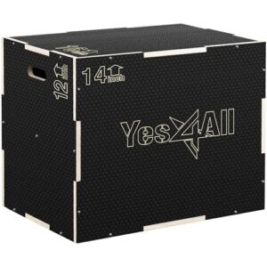 Yes4All CFL8 3 in 1 Plyo Box aus Holz mit rutschfester Oberfläche, 40,6 cm x 35,5 cm x 30,4 cm, Plyometric Box Plattform für Sprungtraining, Jump Boxes für Home Gym Übung und Outdoor Workout
