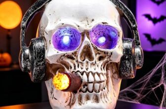 USJOK Halloween Deko Totenkopf LED Leuchtend 11,5cm Batterie Schädel Harz