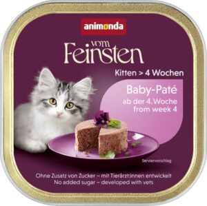 animonda Vom Feinsten Kitten Baby-Paté (32 x 100 g), Kitten Nassfutter für wachsende Kätzchen ab der 4. Woche, Katzenfutter ohne Getreide und Zucker, zart-cremige Konsistenz