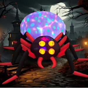 Danxilu 2,44M Aufblasbare Halloween Spinne Rotierenden Bunten LED Lichtern