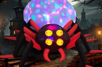 Danxilu 2,44M Aufblasbare Halloween Spinne Rotierenden Bunten LED Lichtern