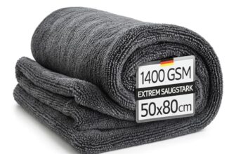 Kemes Mikrofasertücher Auto XXL Ultra saugstark mit 1400 GSM Heavyweight Grau 50x80cm Premium Microfaser Trockentuch Kratzfrei | 5-Fach Saugstark Poliertuch für Autopflege und Motorrad