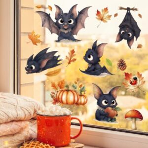 9 Bögen Fensterbilder Herbst mit süßen Fledermäusen ohne Kleber