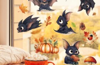 9 Bögen Fensterbilder Herbst mit süßen Fledermäusen ohne Kleber