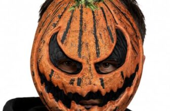 Vicqpouy Halloween Kürbis Horror Maske Erwachsene, Halbmaske aus EVA mit Elastischem Kopfband, Scary Mask und Leichte Gruselmaske für Halloween Kostüm, Party, Cosplay, Haunted House, Karneval