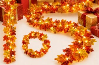 2 Stück Ahornblätter Herbstgirlande Mit LEDs,Herbstgirlande mit Licht