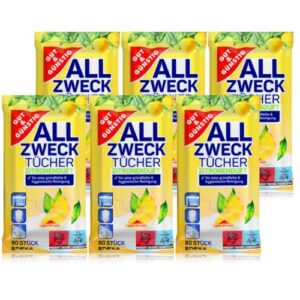 Gut & Günstig Feuchte Reinigungstücher in Spenderverpackung 480 Stück – 6er Pack für die gründliche & hygienische Reinigung (Inhalt 6 x 80 Stück)