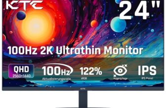 KTC Monitor 24 Zoll, QHD 2K 2560 × 1440, IPS-Panel mit 100 Hz, 99% sRGB, 1300:1 Kontrast, Adaptive Sync, Low Blue Light, HDMI, DisplayPort, Kopfhörerausgang, VESA, für Büro (Generalüberholt)