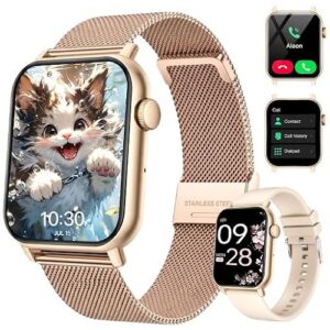 Smartwatch Damen Herren,Smartwatch mit Telefonfunktion,1.85″HD Fitnessuhr,Smart Watch for Women mit 110+ Sportmodi,IP68 Fitness Tracker Herzfrequenz/SpO2/Schrittzähler & Schlafmonitor für iOS Android