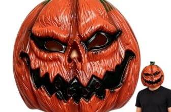 Rppiup Kürbis Maske, Latex Vollkopf Realistische Kürbiskopf Maske, Kürbismaske, Latex Vollkopf, Realistisch gruseliges Design, Bequeme Passform, Perfekt für Halloween Kostüm Party, Herbstdeko