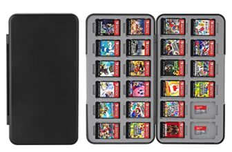 Vicloon Aufbewahrungsbox für Switch Spielkarten Kompatibel Nintendo Switch OLED Modell/Switch Lite,24 in 1 Game Card Genrics Speicherkarten Spiele Tasche Organizer für Switch Spielkarte – Schwarz