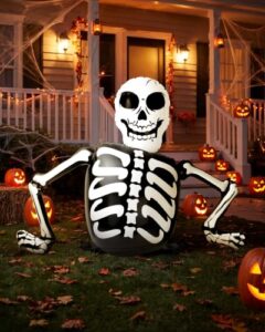 Halloween Aufblasbare Skelett Deko, 80cm Hängende Deko für Außenbereich