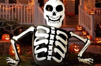 Halloween Aufblasbare Skelett Deko, 80cm Hängende Deko für Außenbereich