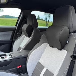 FS Auto Nackenkissen 2er Set – Memory Foam Kopfstütze für Auto – Ergonomisches Nackenkissen mit Gurt – Weiches Kopfkissen für Fahrer & Beifahrer – atmungsaktiv, waschbar & verstellbar – Schwarz