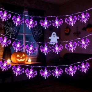 XVZ Halloween-Fledermaus-Lichterkette 3m 20 LED mit Timer Lila – Batteriebetrieben